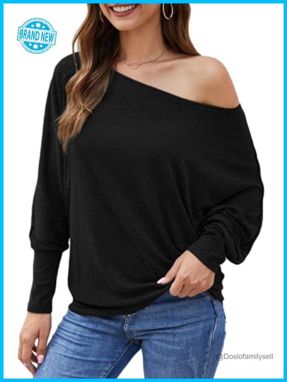 Off The Shoulder Oversized Batwing Sweater Tunic Top